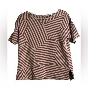 Soft Surroundings Short Sleeves Stripe Sweater with Side Slits Sz S